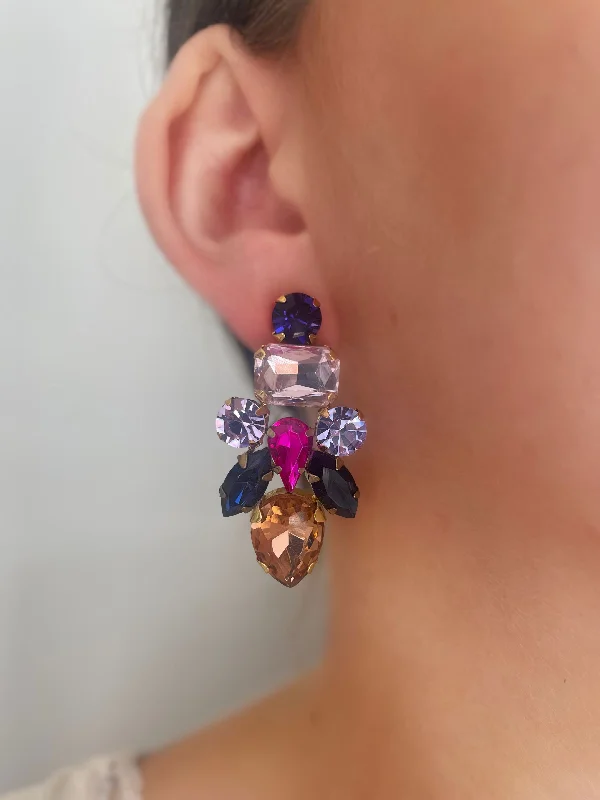 luxury diamond earrings -bohemian earrings for women -Pink & Navy Baylee Earrings