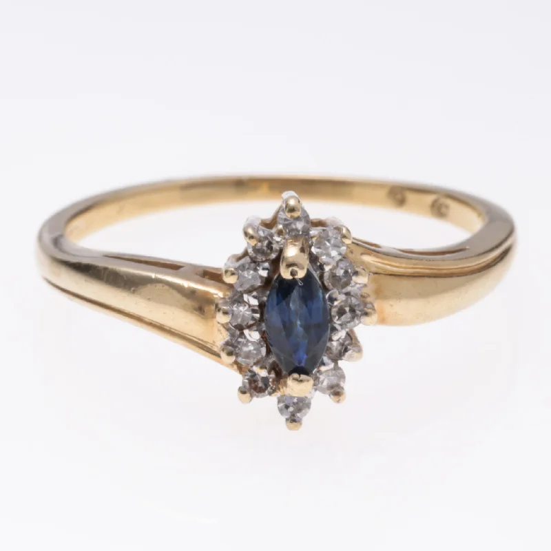 custom-designed rings for women -14k Yellow Gold Sapphire and Diamond Ring | 0.175ct, 0.18ctw | SZ 7.5