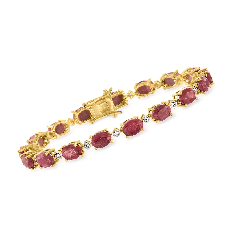 simple bangle bracelets for women -Ross-Simons Ruby Bracelet With . Diamonds in 18kt Gold Over Sterling