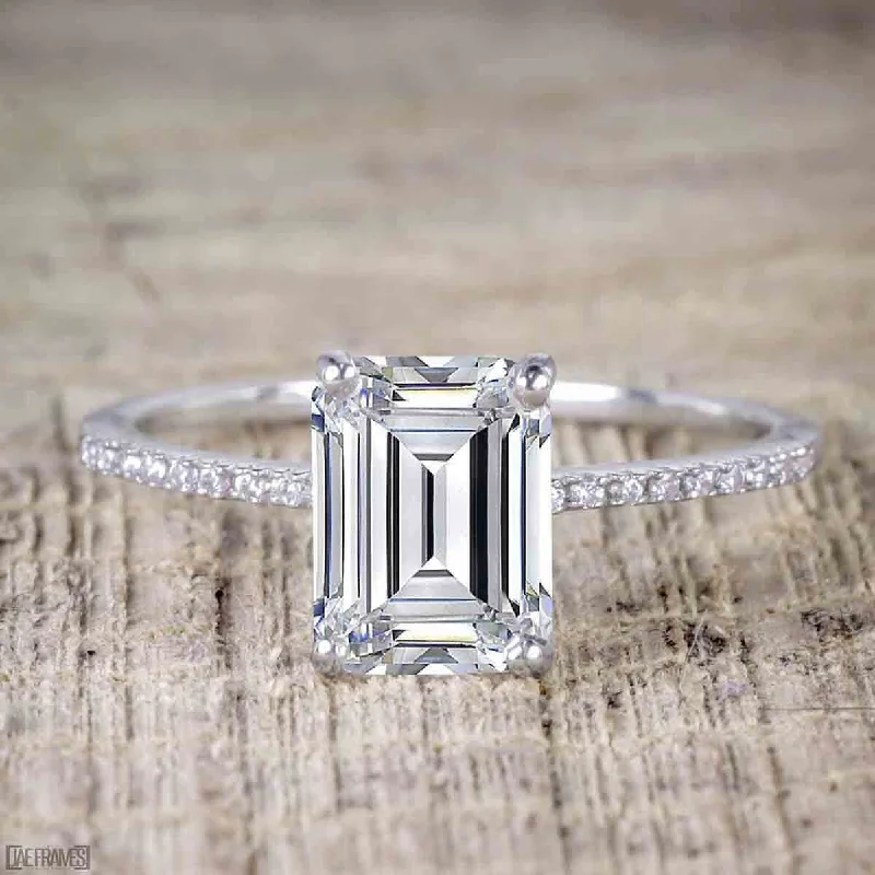 women’s engagement rings -women’s engagement rings -The Best 1.25 Carat  Emerald Cut Moissanite Diamond Engagement Ring in 10k White Gold