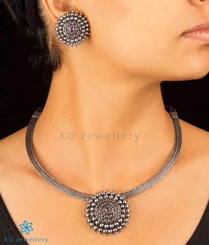 matching necklaces for women -wedding gift necklaces for women -The Aditi Silver Necklace (Oxidised)