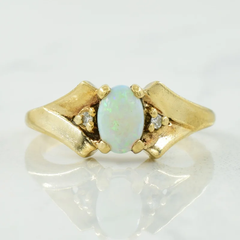 gold promise rings for women -Opal & Diamond Ring | 0.27ct, 0.02ctw | SZ 3.75 |