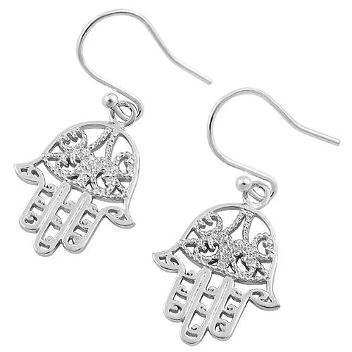 hoop earrings for women -hoop earrings for women -Sterling Silver Hamsa Hook Earrings