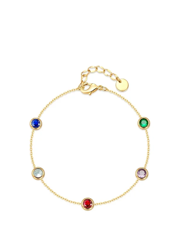 adjustable bangles for women -18k Gold Multi Color Station Bracelet