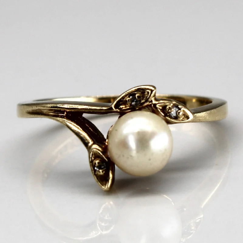 chic promise rings for women -Bypass Pearl & Diamond Ring | 0.02ctw | SZ 5.75 |