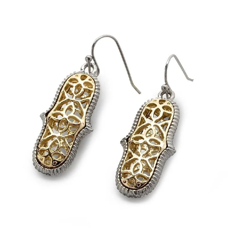 bohemian earrings for women -gemstone earrings for women -Fancy Filigree Drops Earrings Two Tone