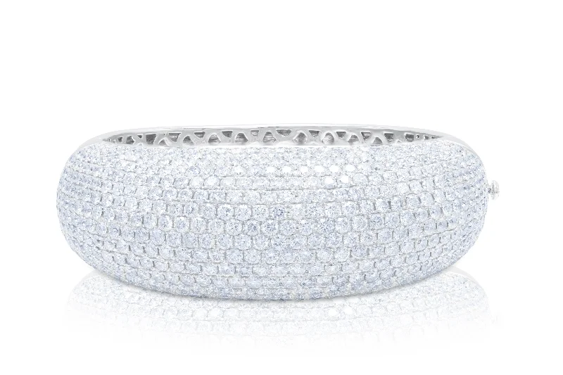 gold bracelets for women -18 kt white gold pave bangle