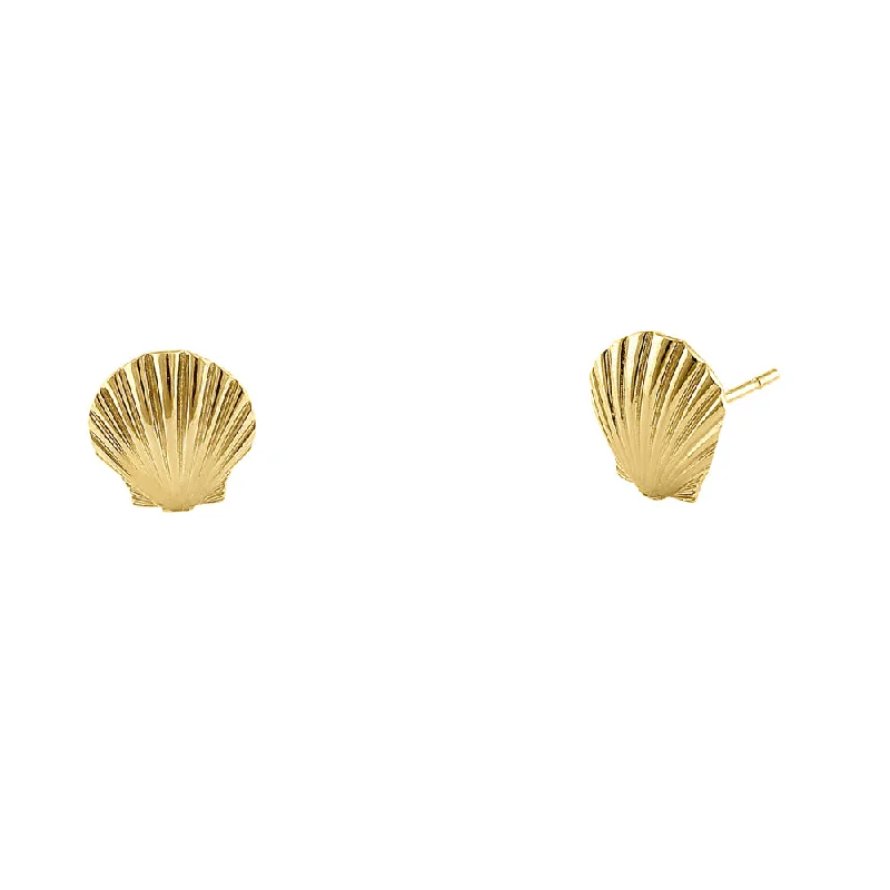 chic earrings for women -heart-shaped earrings for women -Solid 14K Yellow Gold Clam Earrings