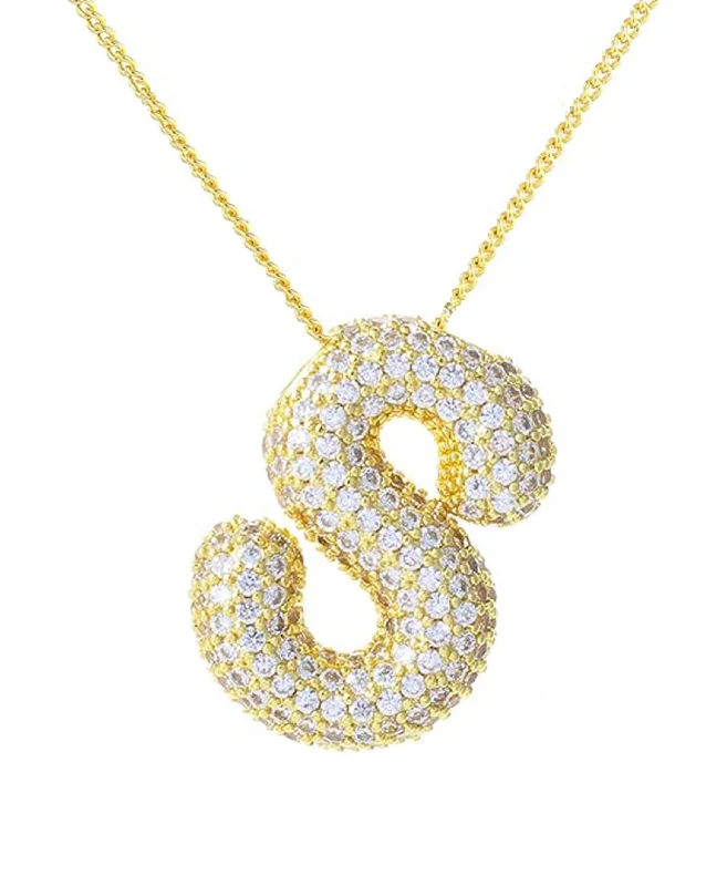 stylish modern necklaces for women -gold chain necklaces for women -Cubic Zirconia Bubble "S" Necklace