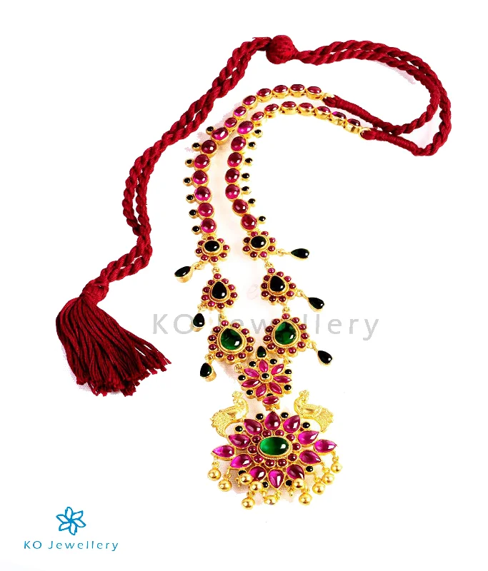 silver chain necklaces for women -bridal necklaces for women -The Aabhushana Silver Kempu Necklace