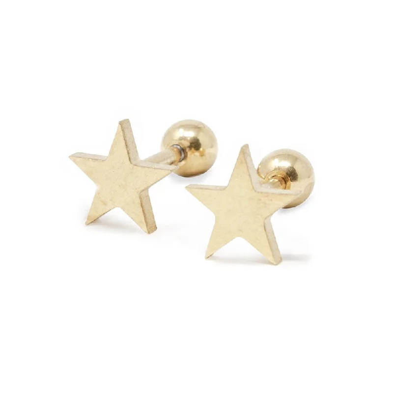 luxury gold earrings -luxury gold earrings -Stainless Steel Baby Stud Earrings Star Gold Plated