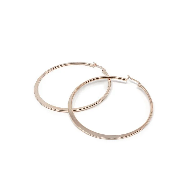 women’s earrings -women’s earrings -Stainless Steel 50MM Flat Hoop Earrings Rose Gold Plated