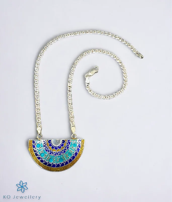 fashion necklaces for women -delicate necklaces for women -The Azure Meenakari Silver Necklace