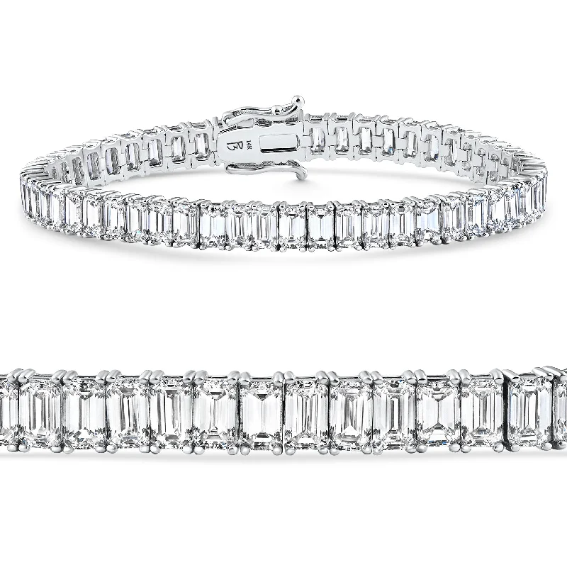 wedding bracelets for women -22.50Ct Emerald Diamond Tennis Bracelet 14k White Gold 7" 17.5g Lab Grown