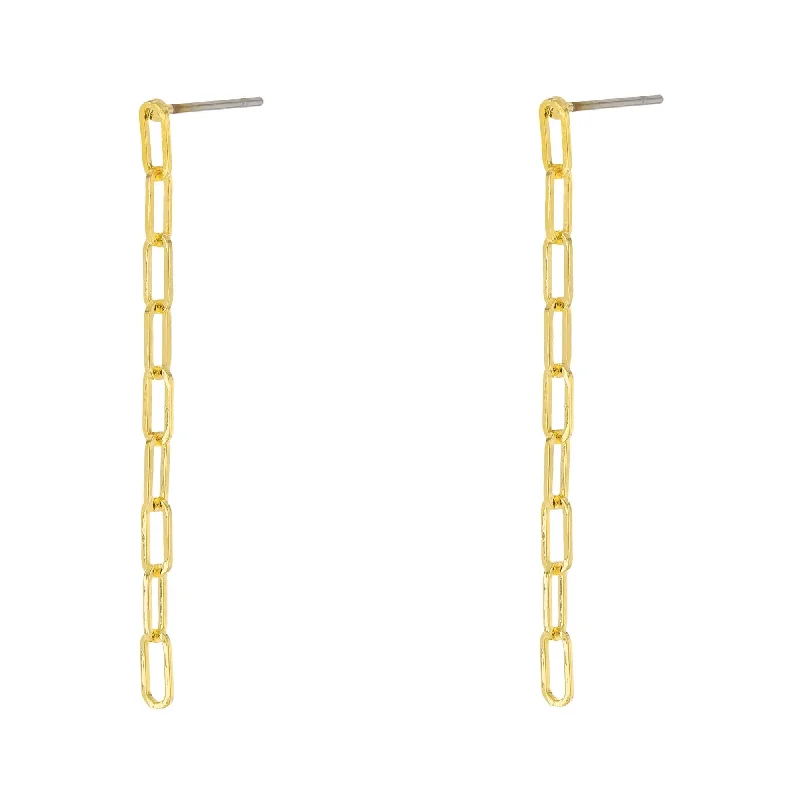 hoop earrings for women -hoop earrings for women -14K Gold Plated Brass Paperclip Drop Earrings