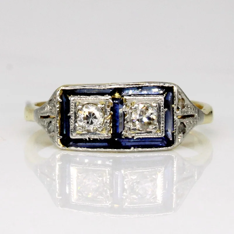 diamond rings for women -1930's Synthetic Sapphire & Diamond Ring | 0.24ctw, 0.12ctw | SZ 4 |