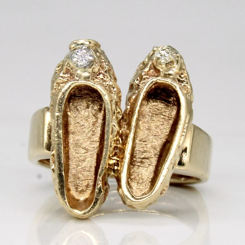 designer rings for women -Diamond Ballet Flat Ring | 0.04ctw | SZ 5.75 |