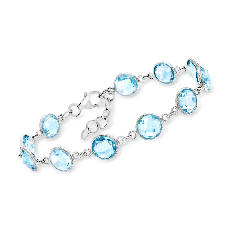 gemstone bracelets for women -Ross-Simons Sky Blue Topaz Bracelet in Sterling Silver