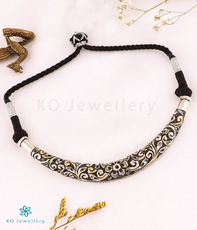 fashion necklaces for women -delicate necklaces for women -The Nivya Silver Antique  Hasli Necklace