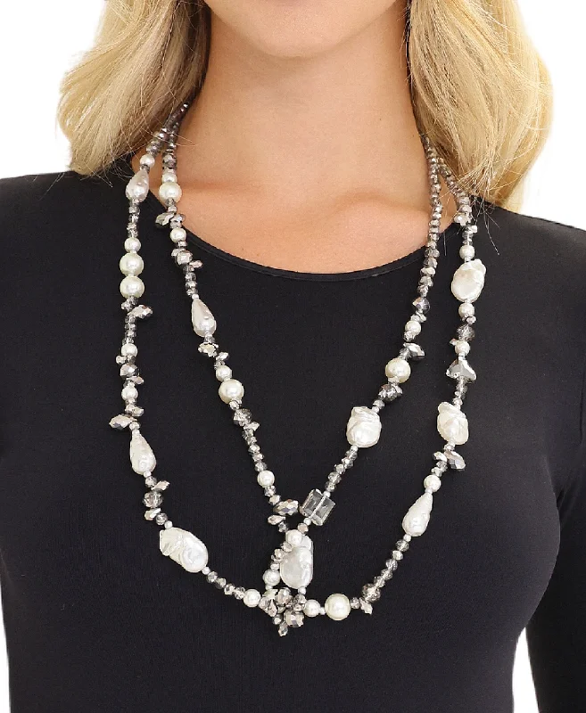 celestial necklaces for women -eternity necklaces for women -Long Faux Pearl Beaded Necklace