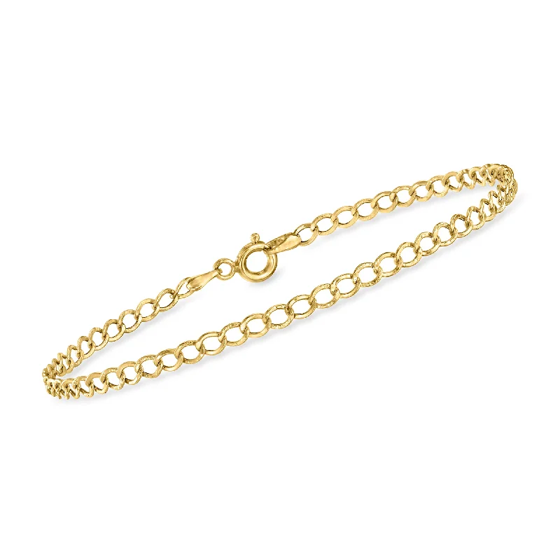 silver bracelets for women -RS Pure by Ross-Simons Italian 14kt Yellow Gold Curb-Link Bracelet