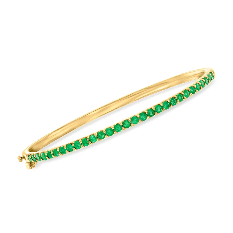 beautiful wedding bangles -Ross-Simons Emerald Bangle Bracelet in 18kt Gold Over Sterling