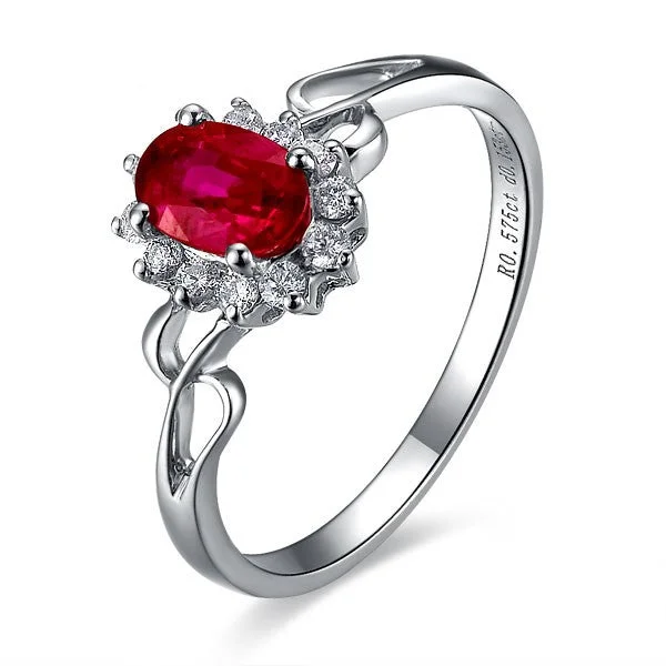 engagement rings with colored diamonds -engagement rings with colored diamonds -Classic Ruby Engagement Ring on 10k White Gold