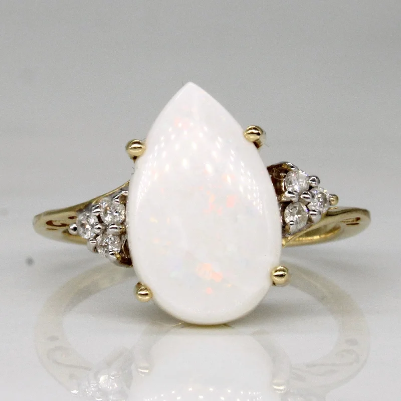 luxury bridal rings -Opal & Diamond Cocktail Ring | 3.00ct, 0.09ctw | SZ 6.75 |