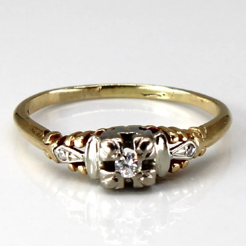 fashion-forward rings for women -Three Stone Diamond Vintage Ring | 0.05ctw |SZ 6.5 |