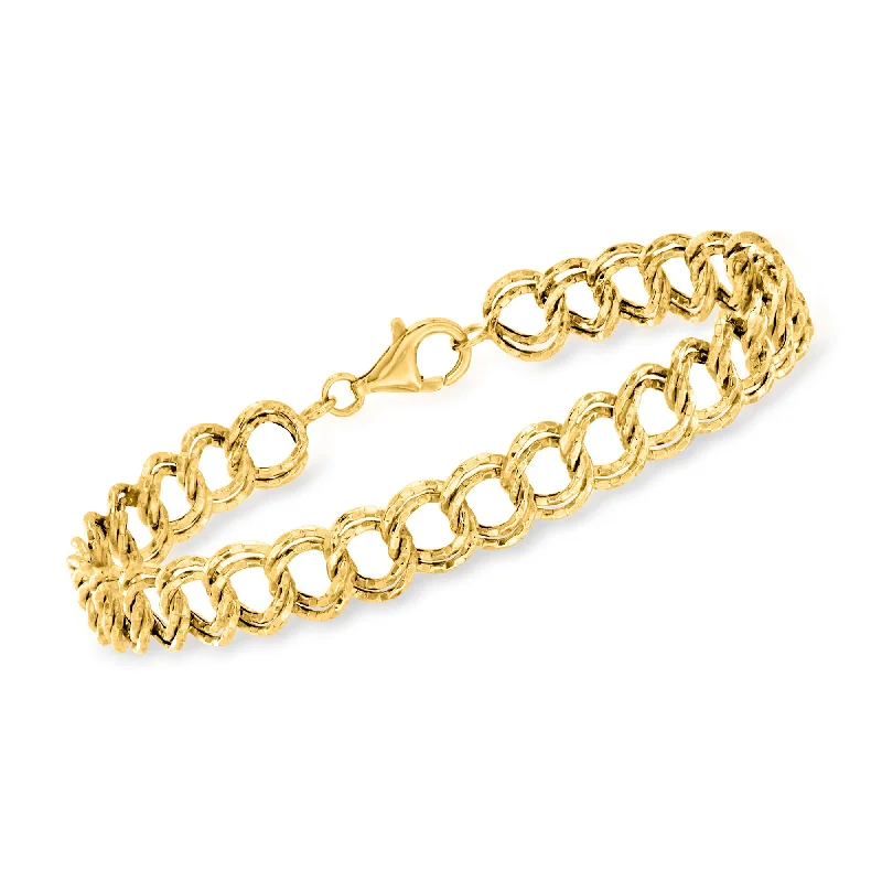 bangles with diamonds for women -Ross-Simons 14kt Yellow Gold Double-Oval Link Bracelet