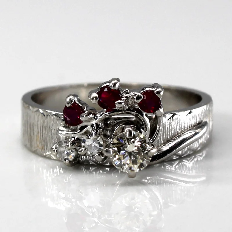 classic solitaire rings -Diamond & Ruby Cocktail Ring | 0.24ctw | 0.12ctw | SZ 5.5 |