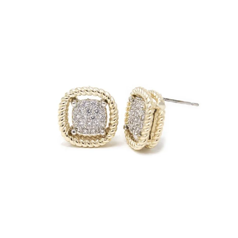 elegant earrings for women -elegant earrings for women -Soft Square Pave Earrings Gold Tone