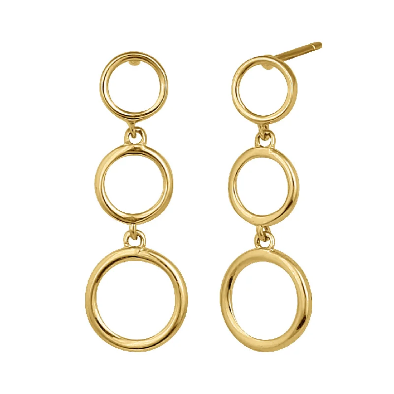 crystal earrings for women -custom earrings for women -Solid 14K Yellow Gold Dangle Circle Earrings