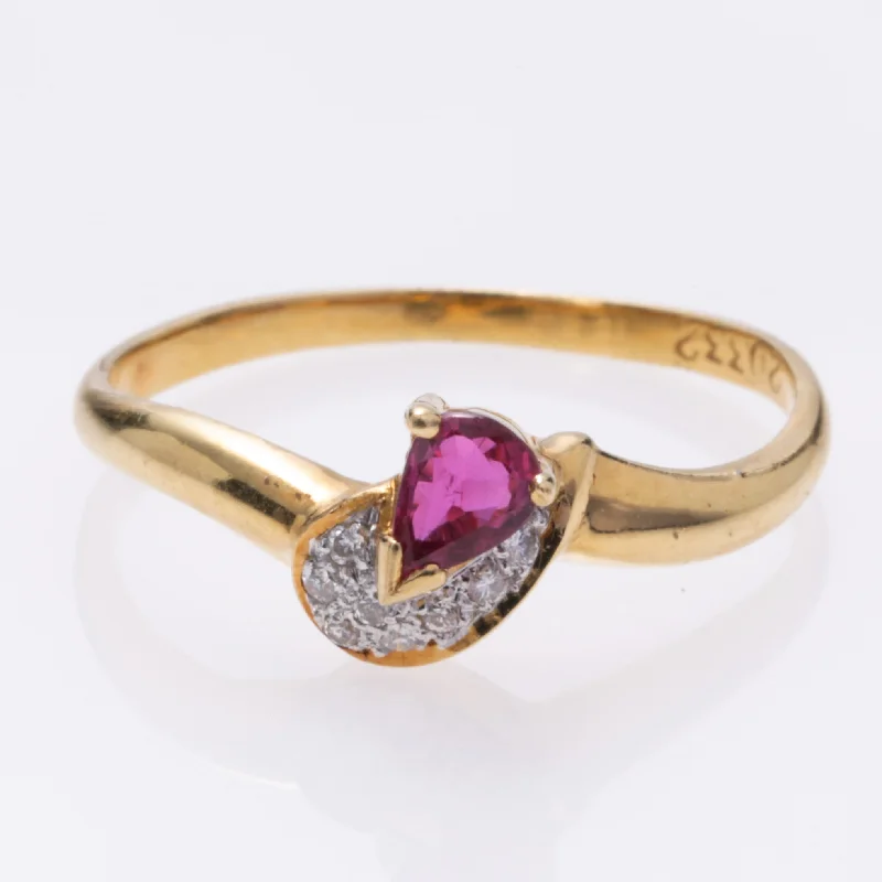 statement rings for women -18K Yellow Gold Tourmaline and Diamond Ring | 0.18ct, 0.08ctw | SZ 6