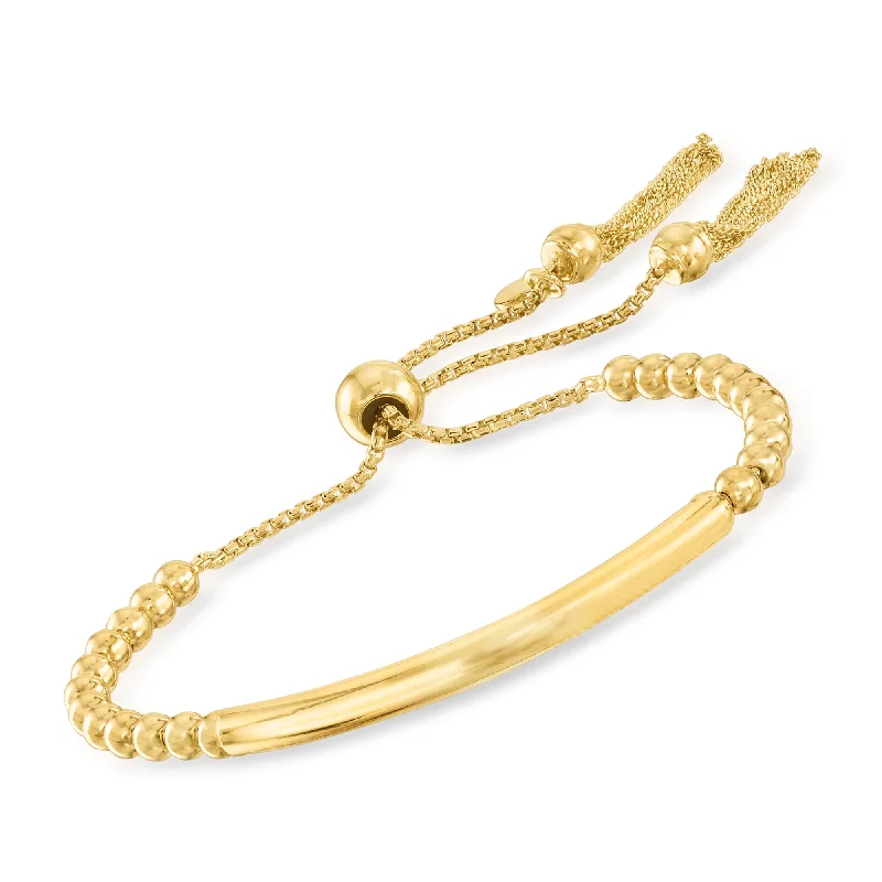 stylish cuff bracelets for women -Ross-Simons Italian 18kt Yellow Gold Over Sterling Silver Beaded Bolo Bracelet