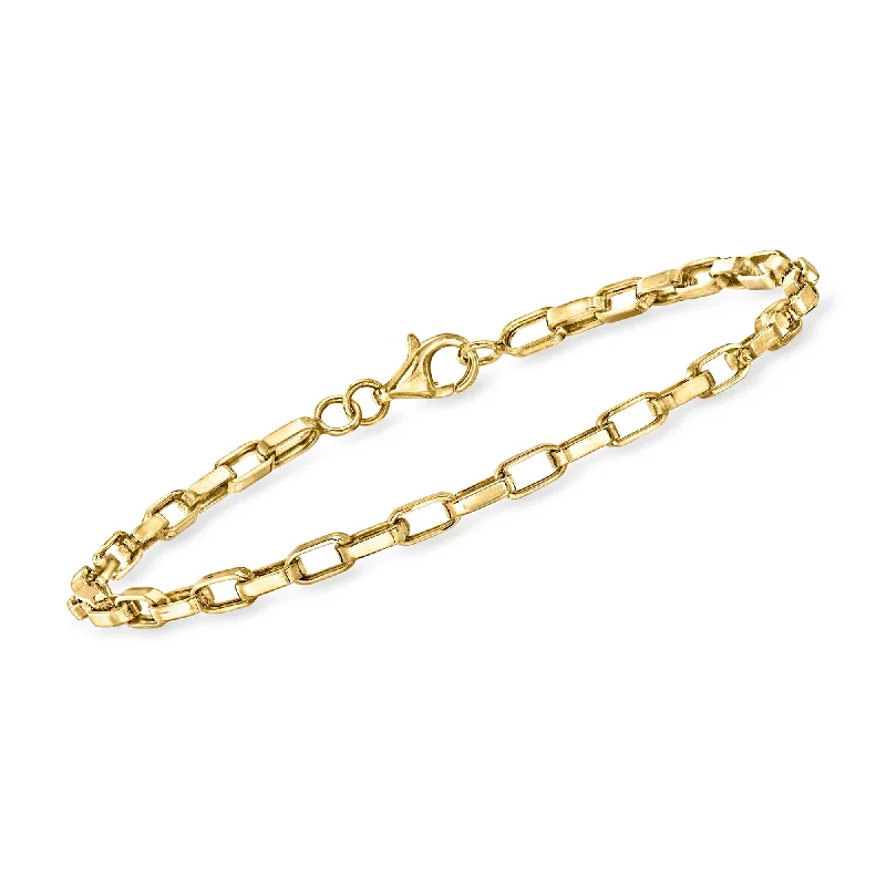 sleek cuff bracelets for women -RS Pure by Ross-Simons 14kt Yellow Gold Paper Clip Box-Link Bracelet