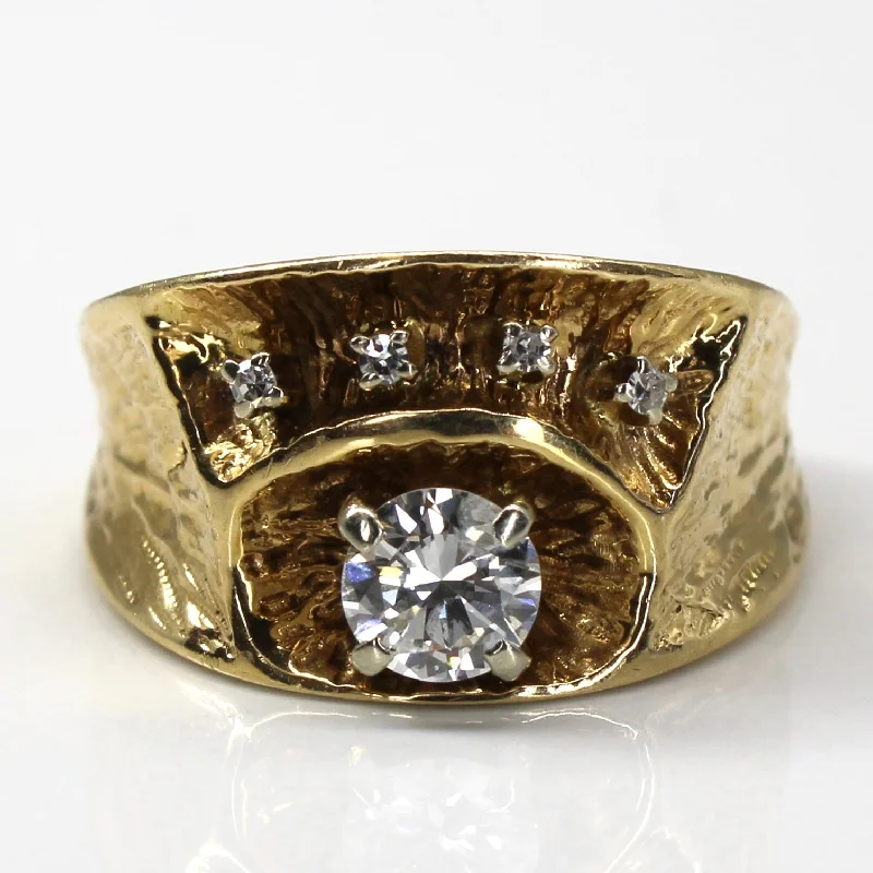 customized rings for women -Prong Set Diamond Textured Gold Ring | 0.75ctw I1 H/I | SZ 9.5 |