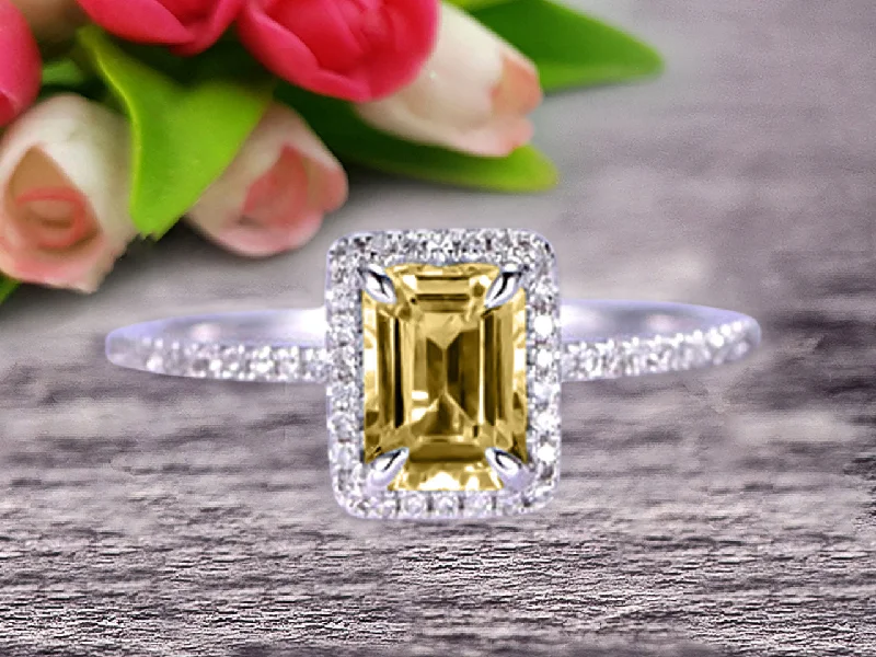 vintage diamond engagement rings -vintage diamond engagement rings -Classic And Stunning Look 10k White Gold 1.5 Carat Emerald Cut Champagne Diamond Moissanite Engagement Ring