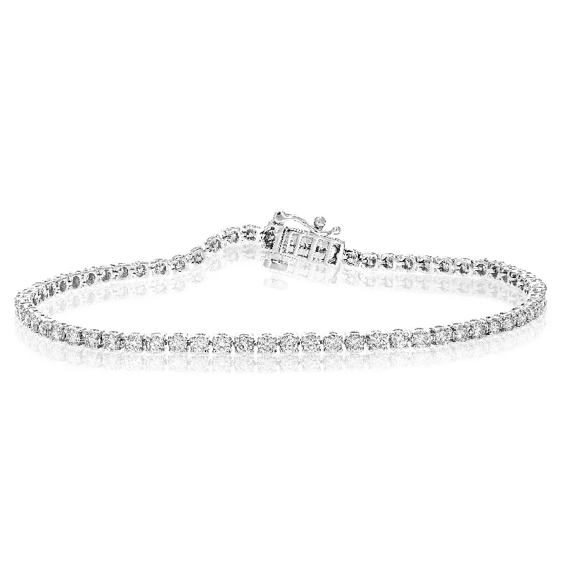 beautiful bangles for casual wear -2 cttw 67 Stones Round Natural Diamond Bracelet 14K White Gold Prong Set 7 Inch