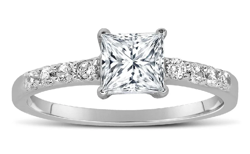 customized engagement rings -customized engagement rings -1.50 Carat Princess Cut Diamond Moissanite Engagement Ring in 10K White Gold