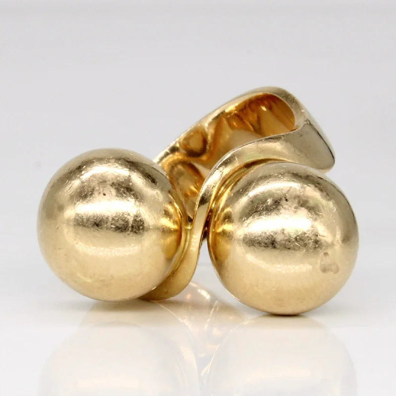 trendy cocktail rings for women -14k Yellow Gold Twin Sphere Ring | SZ 6.75 |