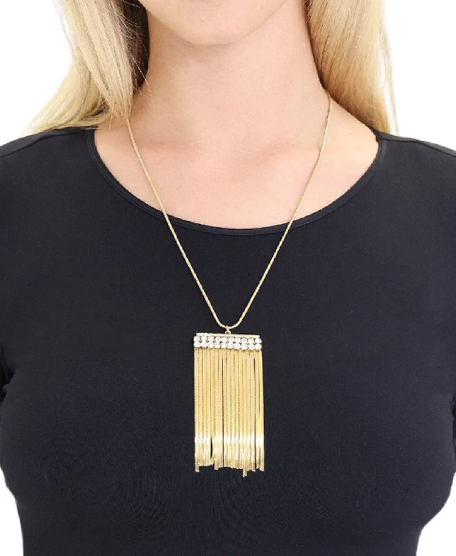 contemporary necklaces for women -custom silver necklaces for women -Long Pendant Fringe Necklace