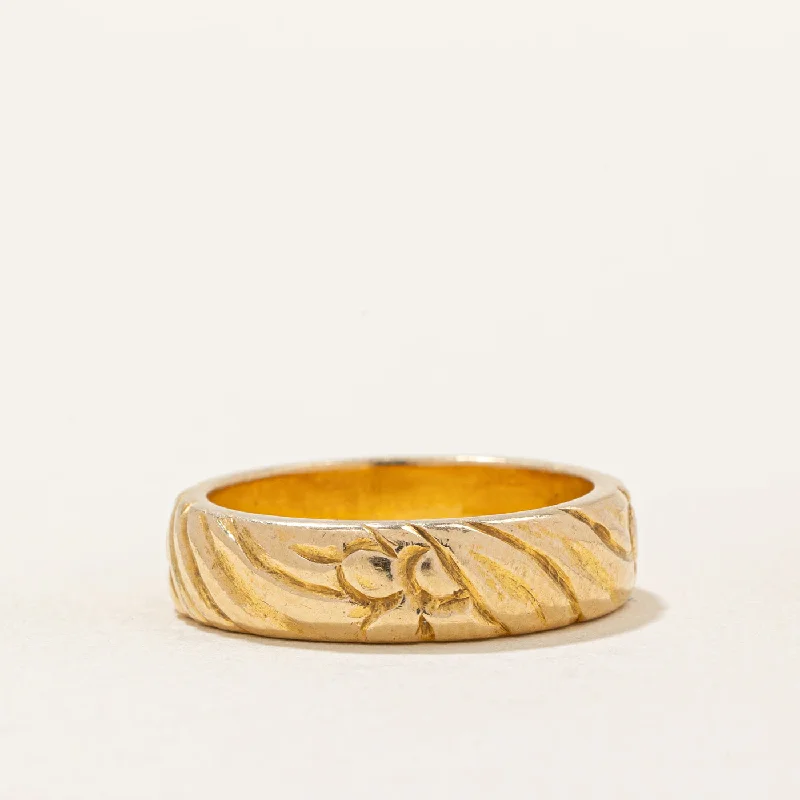 chic gemstone rings for women -'George Jensen' 14k Yellow Gold Carved Vintage Band | SZ 5.75 |