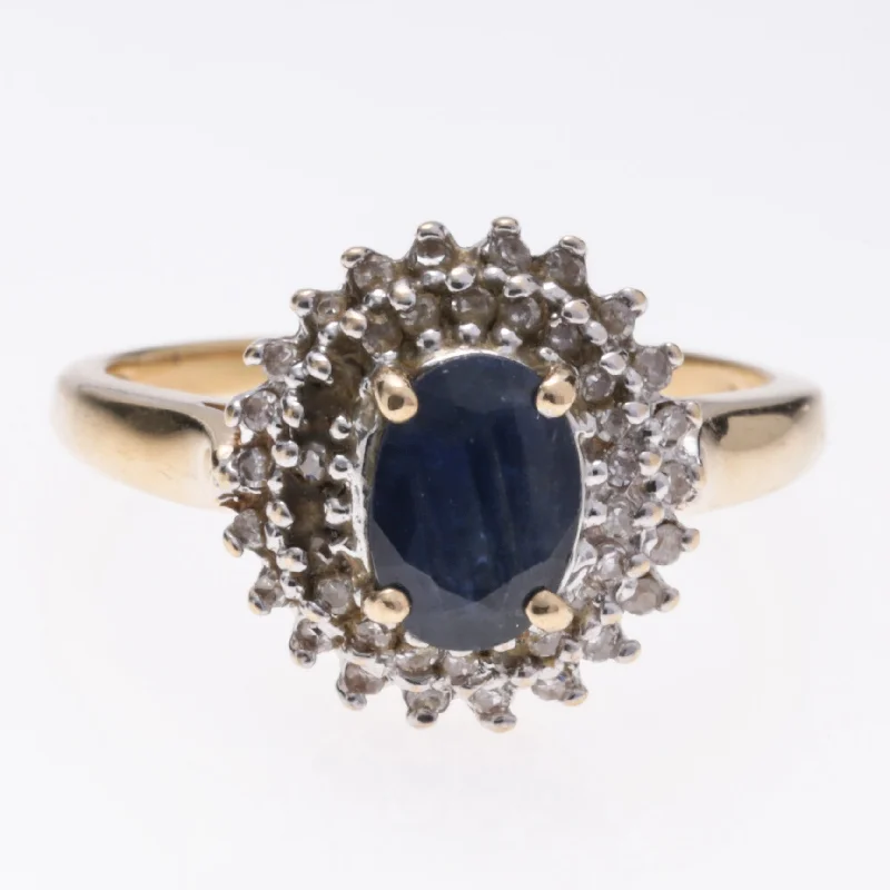 luxury rings with sapphires -14k Yellow Gold Sapphire and Diamond Ring | 0.88ct, 0.22ctw | SZ 5.25