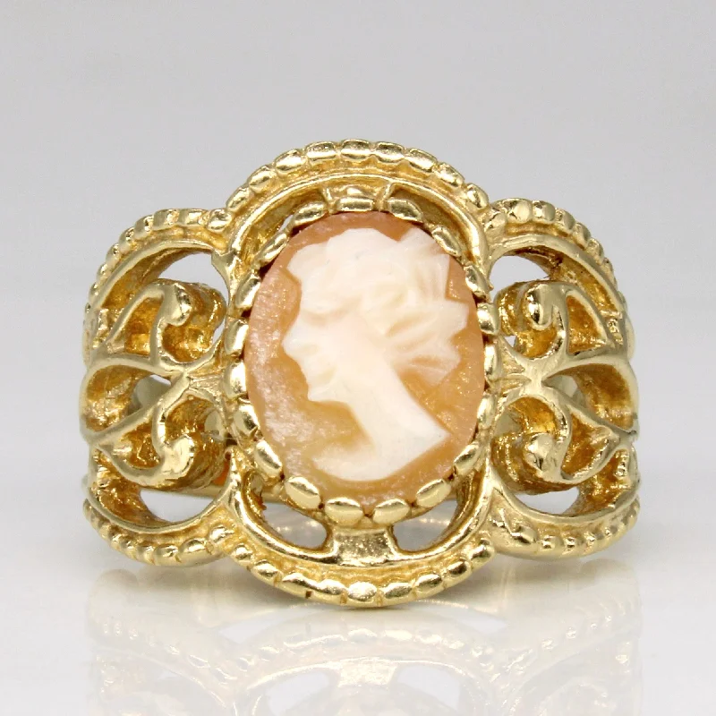 gemstone rings for women -Carved Shell Cameo Ring | 1.00ct | SZ 5.5 |