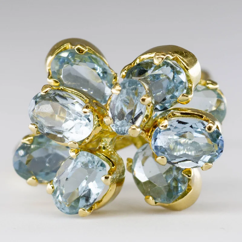 women’s rings -18k Yellow Gold Aquamarine Ring | 2.98ctw | SZ 7.5