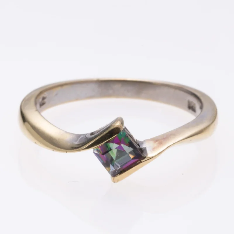 sterling silver rings for women -14K Yellow Gold Mystic Topaz Ring | 0.43ct | SZ 7