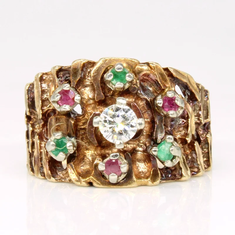 stackable diamond rings -Multi Gem Cocktail Ring | 0.39ctw | SZ 6.25 |