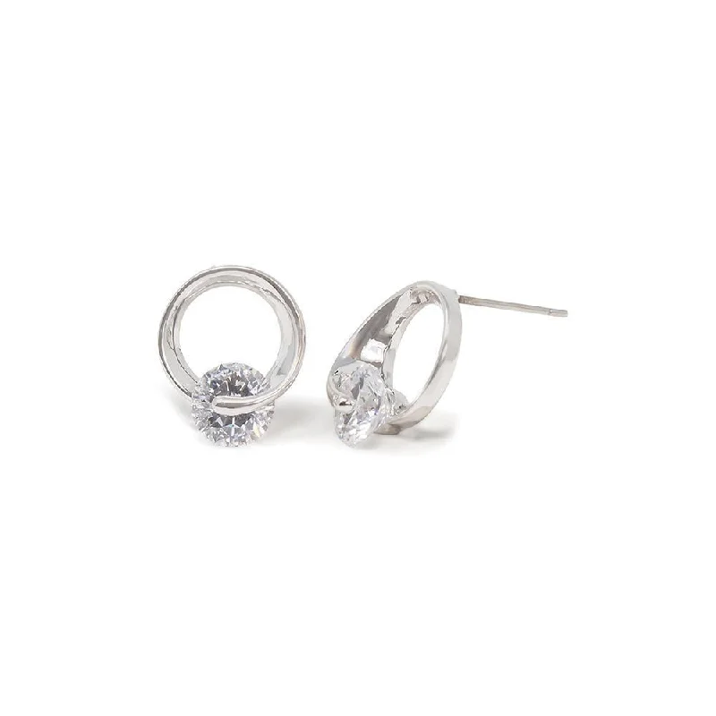 crystal drop earrings -crystal drop earrings -CZ Twisted Stud Earrings Rhodium Plated