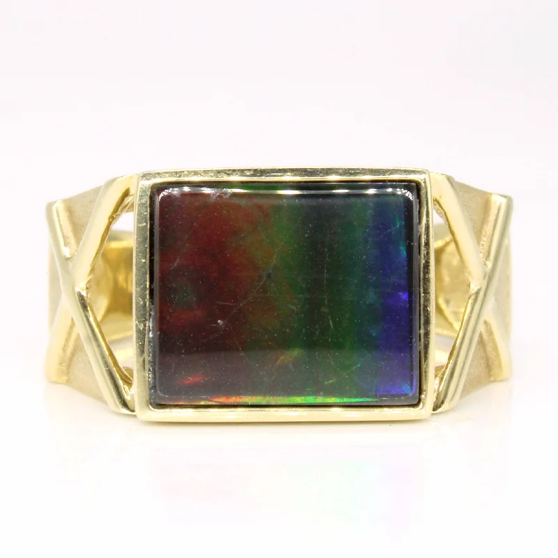 stacking rings for women -Ammolite Cocktail Ring | 4.60ct | SZ 9.75 |